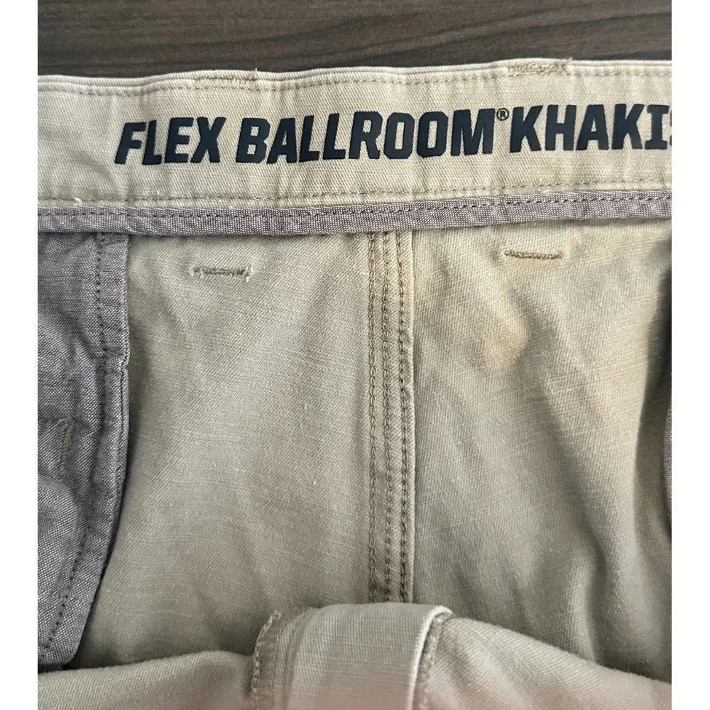 Duluth Flex Ballroom Khaki Pants 44x34 Relaxed Fit Workwear Stretch Tan 46x33